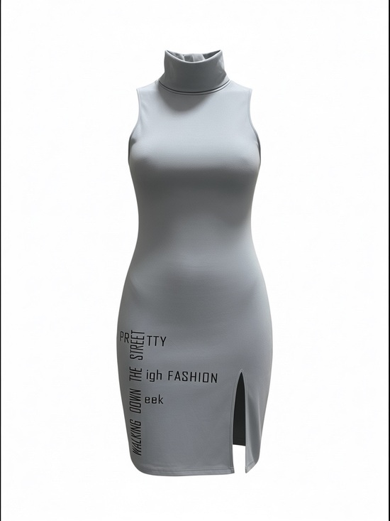 SHEIN Dresses & Skirts - 🩶SHEIN Light Gray Sleeveless Mock Neck Bodycon Mini Dress